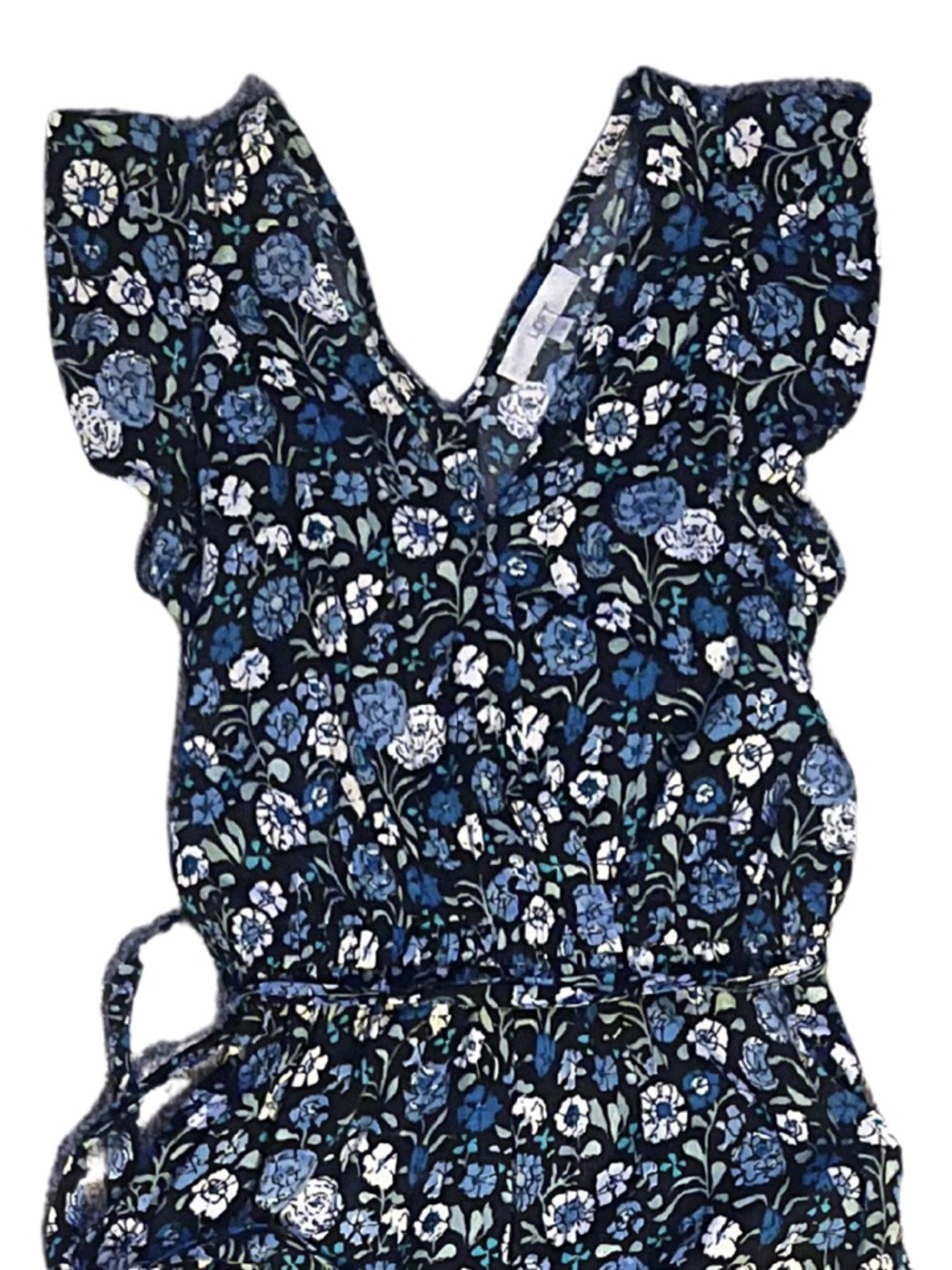 Loft Floral V-Neck Wide-Leg Jumpsuit in Blue | Size Small - Picture 5 of 12